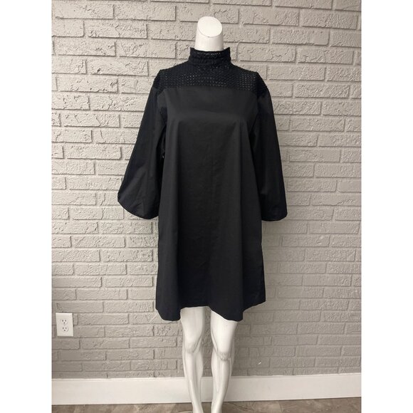 Daya By Zendaya Women Black Crochet Mock Neck A-Line Dress With Pockets Size S - Picture 2 of 12